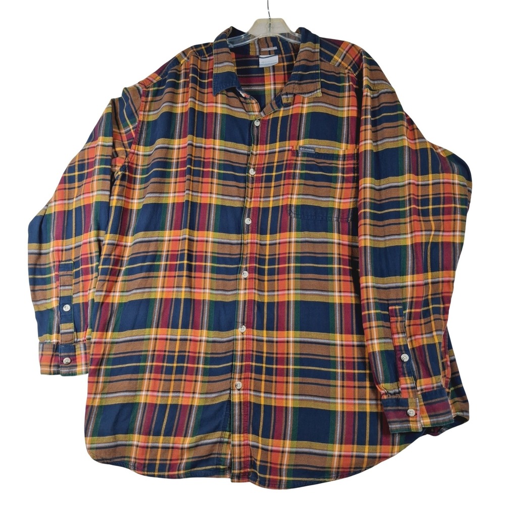 Columbia Mens 3X Plaid Button Down Shirt Long Sleeve Cotton Regular Fit Outdoor
